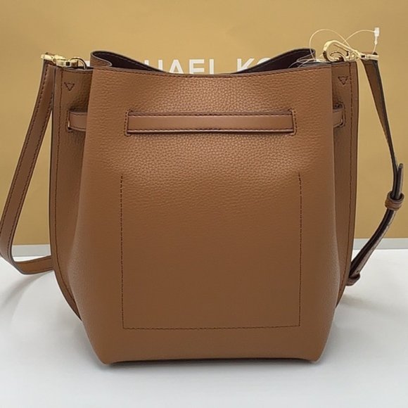 Michael Kors Emilia Small Bucket Bag Messenger Leather Luggage - Picture 3 of 15